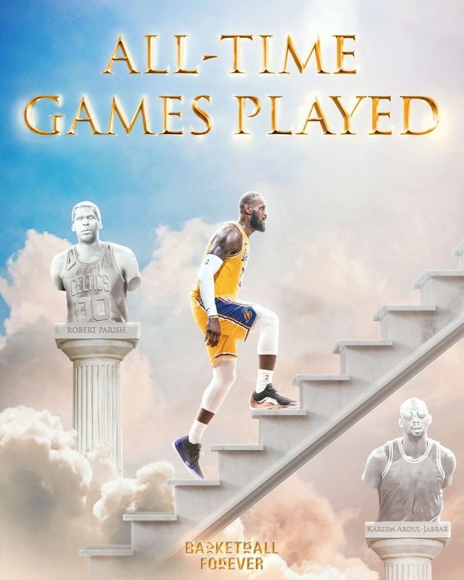 勒布朗-詹姆斯超越帕里什成历史出场王 41岁仍显